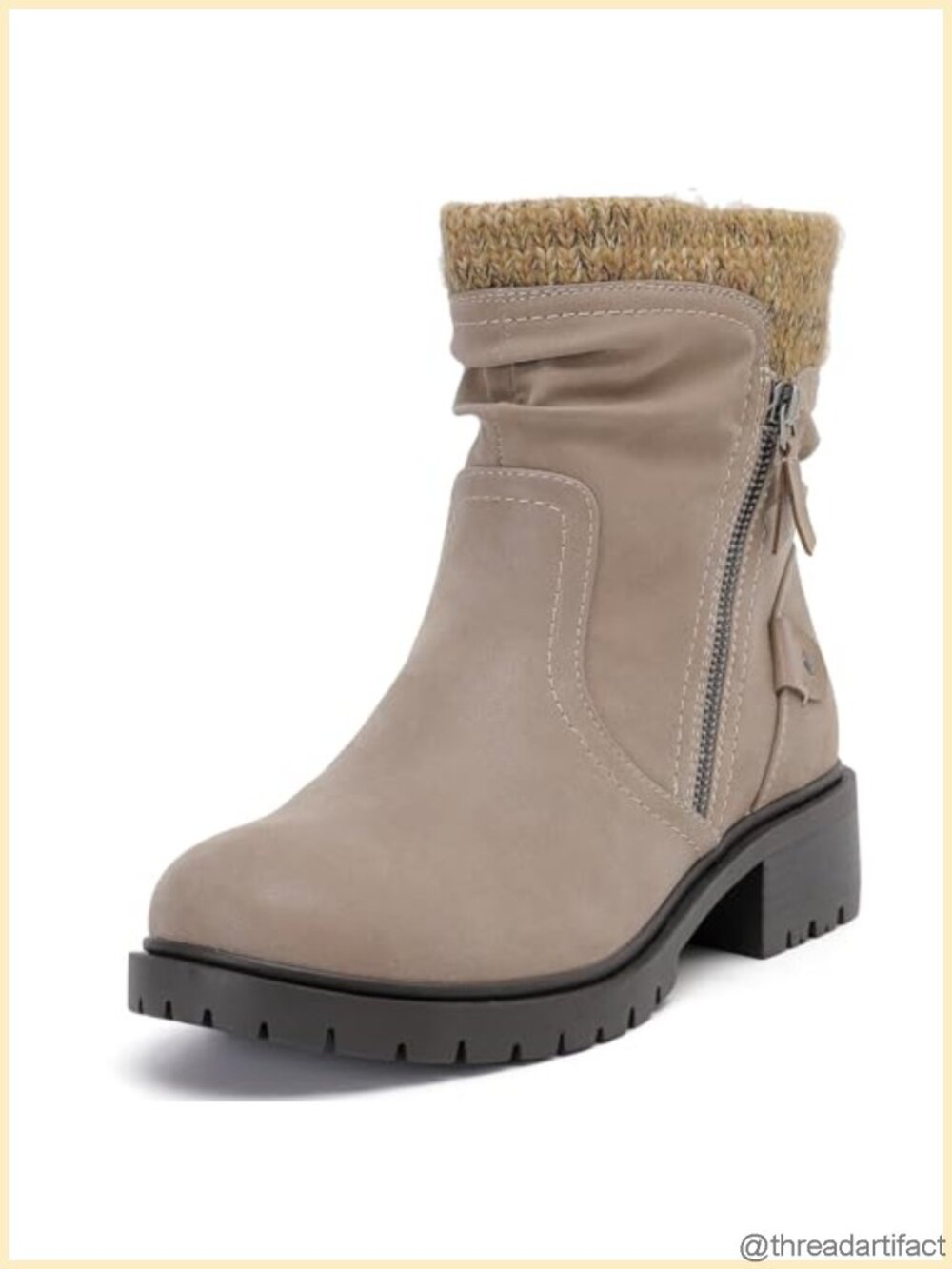 Women's Wide Width Ankle Boots Side Zipper Slouchy Mid Calf Booties